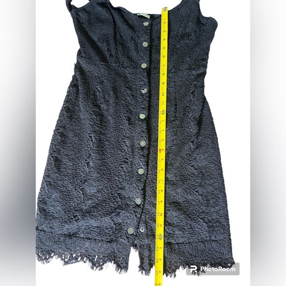 Free People Intimately Black Lace Slip Mini Snap Front Dress - Picture 6 of 8